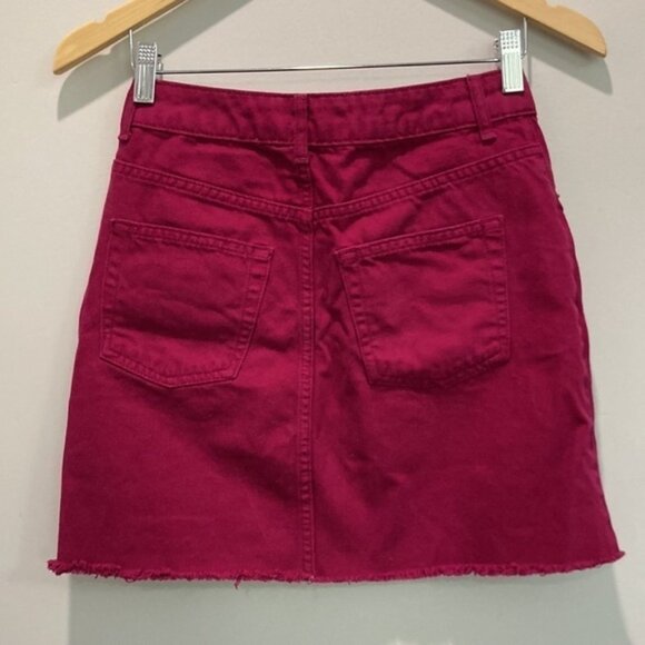 TOPSHOP Moto Dark Pink Jean Denim Skirt 4 - Picture 4 of 10